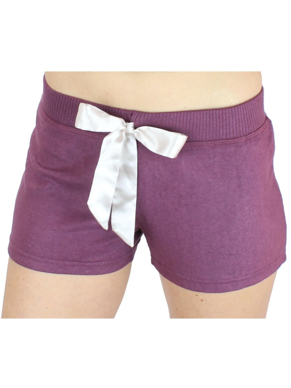 Cozy Burgundy Lounge Shorts with Cream Satin Tie